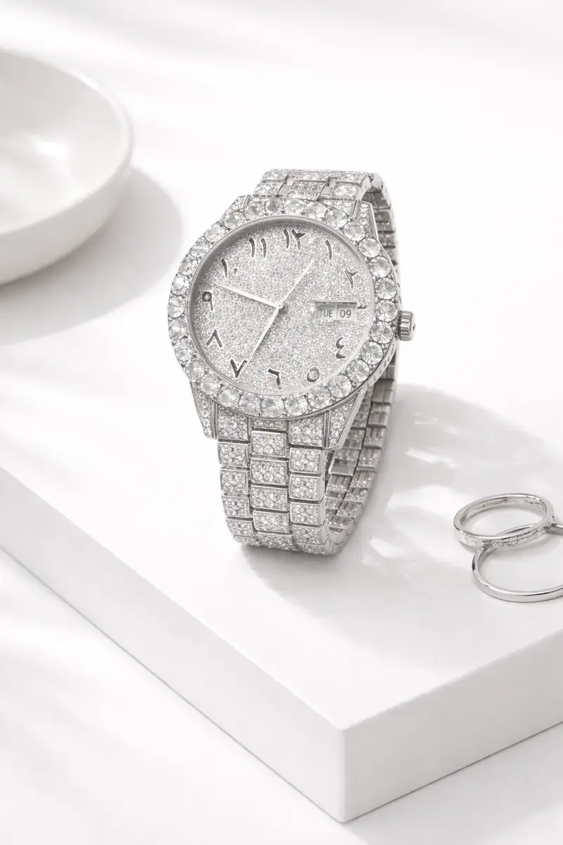 Khrist Silver Analog Stone Studded Watches for Women - Image 16 in Pune